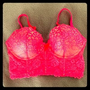 VICTORIA’S SECRET Stunning Bra/Bustier Size 34D NWOT Coquette Fairy Pink Lace
